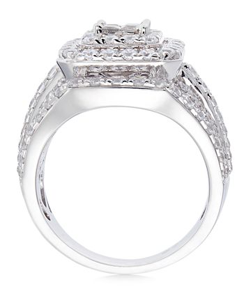 Macy's - Diamond Princess Cluster Ring (2 ct. t.w.) in 14k White Gold