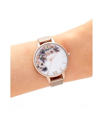 Olivia Burton - Women's Rose Gold Ion-Plated Stainless Steel Mesh Bracelet Watch 34mm