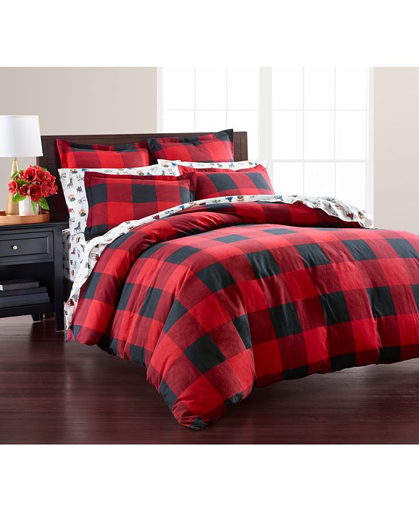 Martha Stewart Collection CLOSEOUT! Buffalo Plaid Flannel King Duvet