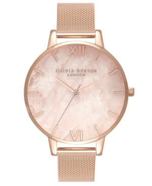 image of Olivia Burton Women-s Rose Gold-Tone Stainless Steel Mesh Bracelet Watch 38mm