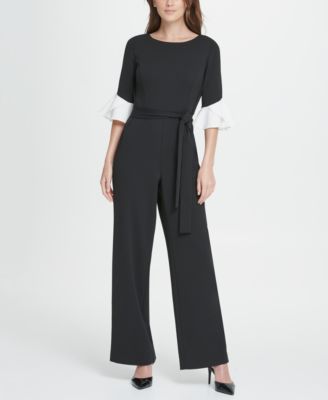 macy's black and white jumpsuit