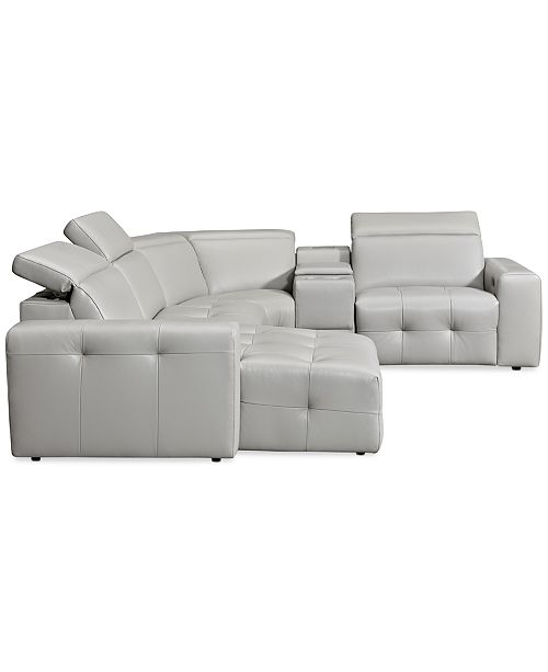 Furniture Haigan 5 Pc Leather Chaise Sectional Sofa With 1 Power