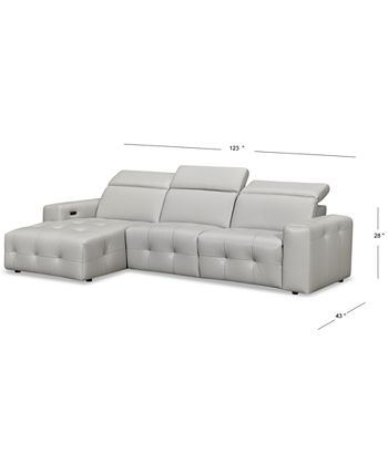 Furniture - Haigan 3-Pc. Leather Chaise Sectional Sofa with 1 Power Recliner