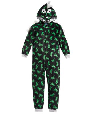 Max & Olivia - Big Boys 1-Pc. Hooded Dino-Print Pajamas