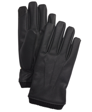 Calvin Klein Men's Faux-Leather Gloves