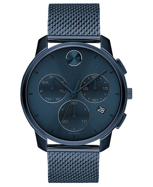 Movado Men S Swiss Chronograph Bold Blue Ion Plated Stainless