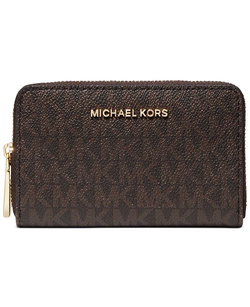 Michael Kors Signature Jet Set Leather Zip Around Card Case Reviews Handbags Accessories Macy S