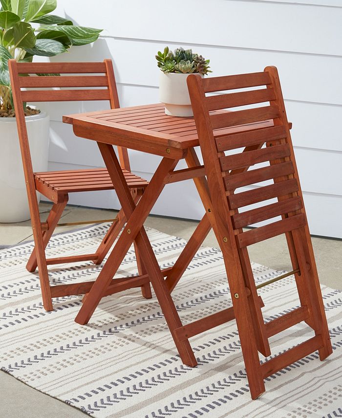 VIFAH Malibu Outdoor Patio 3Piece Wood Bistro Set Macy's