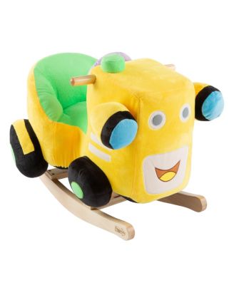 Happy Trails - Rocking Train Toy- Kids Ride Plush Stuffed Ride on Wooden Rockers with Sounds and Handles-Make Believe Fun for Boys, Girls, Toddlers by