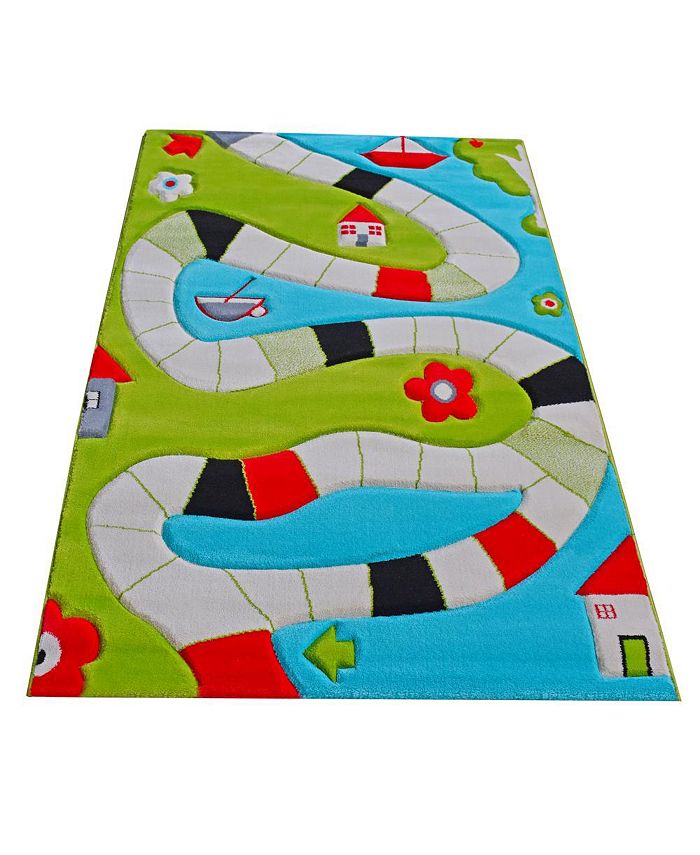 IVI - Playway Turquoise  Soft Nursery Rug with a Playful Design for Kids Bedrooms and Playrooms, Non-Toxic, Hypo-Allergenic, 90"L x 63"W