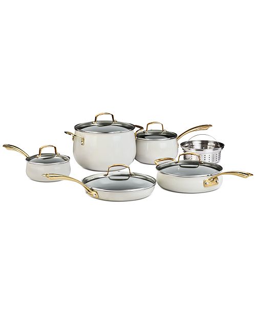 Belgique Aluminum 11-Pc. White Cookware Set, Created for ...