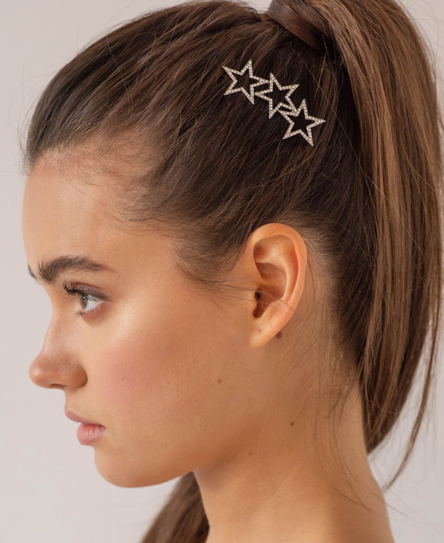 Женская заколка Soho Style Curved Sparkling Stars Barrette, цвет: Серебряный — фото 2