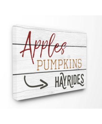 Apples Pumpkins Hayrides Vintage-Inspired Sign Canvas Wall Art, 16" x 20"