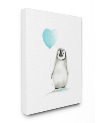 Baby Penguin with Blue Balloon Canvas Wall Art, 30" x 40"