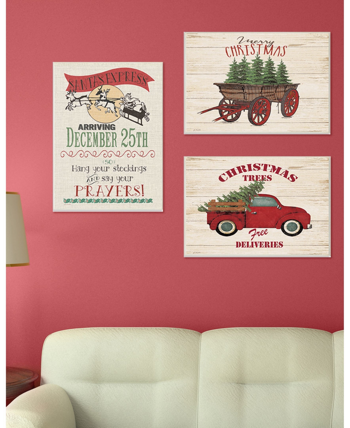 Stupell Industries Merry Christmas Vintage-Inspired Tree Truck Wall Plaque Art,