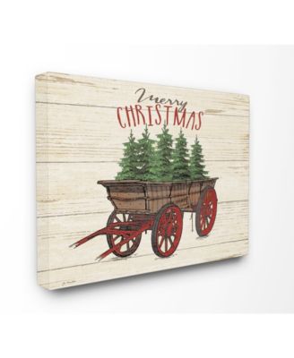 Proudly Made in USA Stupell Industries Merry Christmas Tree Wagon Wall Plaque Art 