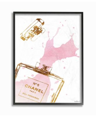 Glam Perfume Bottle Splash Pink Gold Framed Giclee Art, 16" x 20"