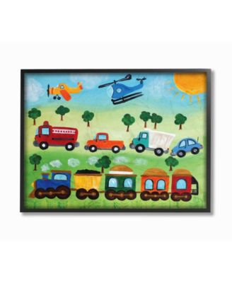 The Kids Room Planes, Trains, and Automobiles Framed Giclee Art, 11" x 14"