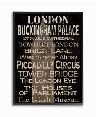 Home Decor London Landmark Typography Framed Giclee Art, 16" x 20"