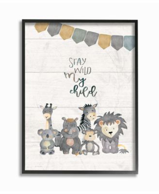 Stay Wild My Child Animals Framed Giclee Art, 11" x 14"