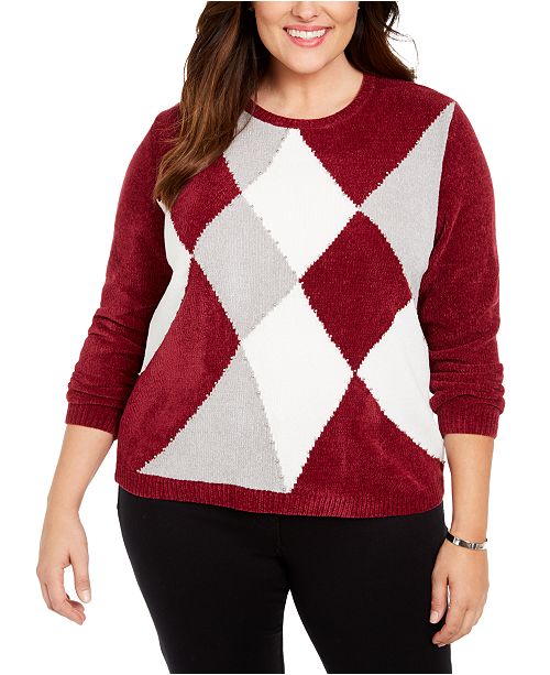 Alfred Dunner Plus Size Classics Colorblocked Chenille Sweater