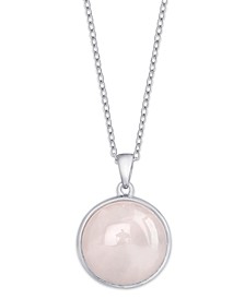 Rose Quartz (7 ct. t.w.) Round Pendant 18" Necklace in Sterling Silver