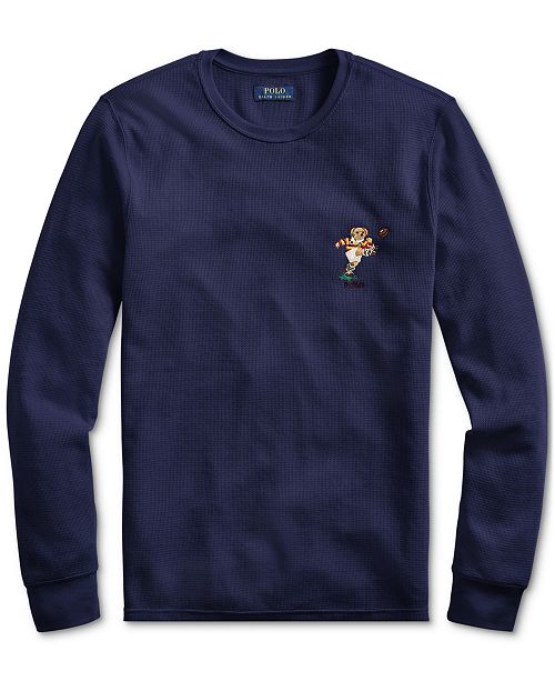 Men's Ski & Rugby Bear Waffle Pajama Shirt, Created For Macy's