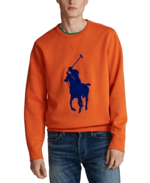 Men's Double-knit Big Pony Crew Neck Sweatshirt In College Orange