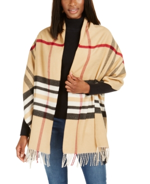 V Fraas Exploded Plaid Wrap Cash Mink Scarf