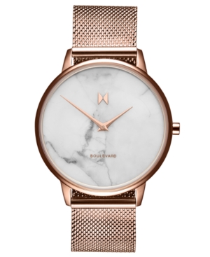 image of Mvmt Boulevard Malibu Marble Rose Gold-Tone Stainless Steel Mesh Strap Watch 38mm