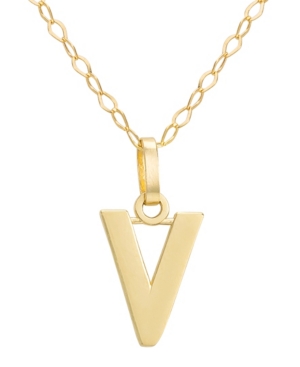 Macy's Initial Pendant Necklace With 18" Chain In 14k Yellow Gold In V