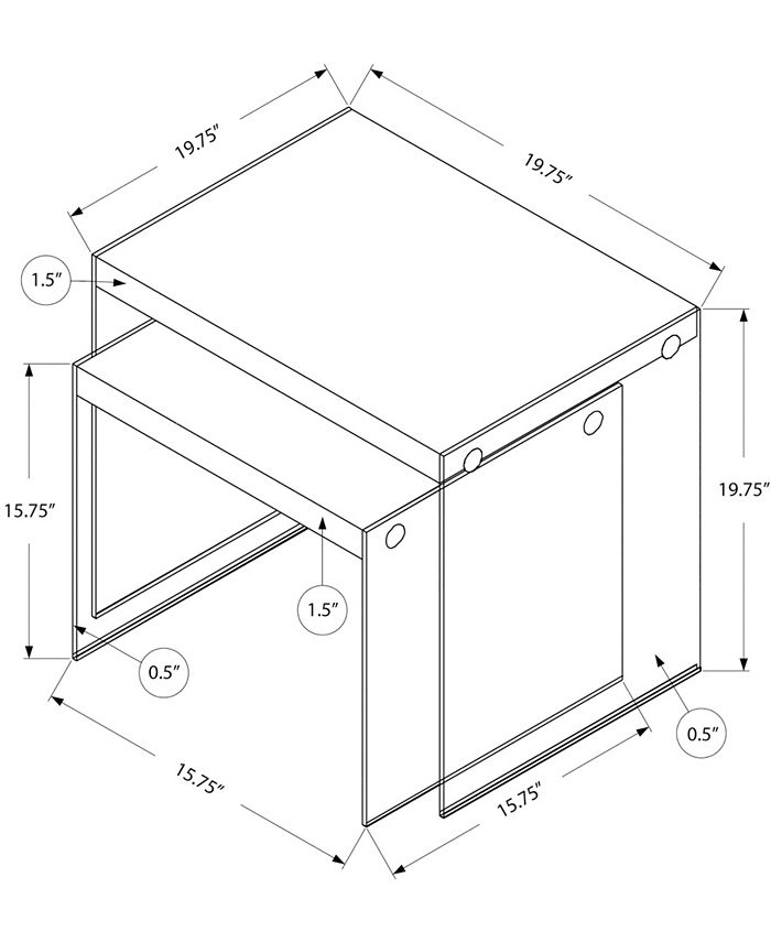 Monarch Specialties - Nesting Table - 2pcs Set Glossy White Tempered Glass