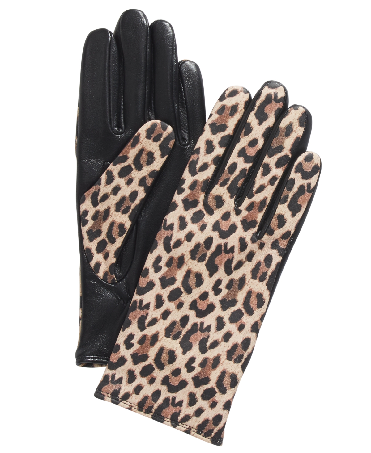Cashmere Lined Leather Tech Gloves, Created for Macy's - Leopard Print