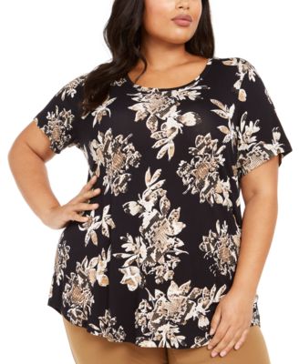 JM Collection - Plus Size Floral-Print Top