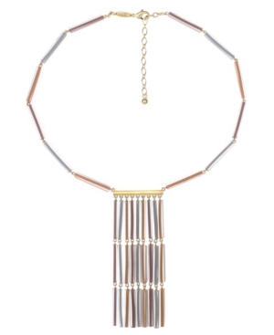 image of Trifari Gold-Tone Colored Fringe Tassel Necklace