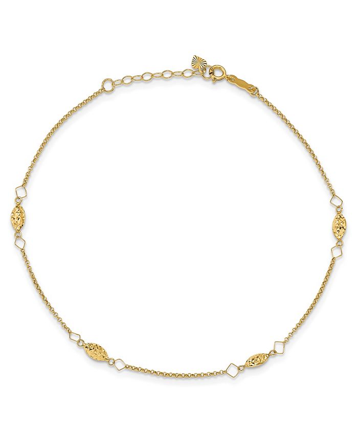 Macy's - Rice Puff Bead Anklet in 14k Yellow Gold