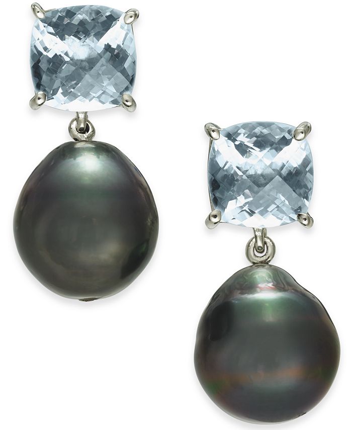 Macy s Cultured Tahitian Pearl 12mm Aquamarine 5 ct. t.w