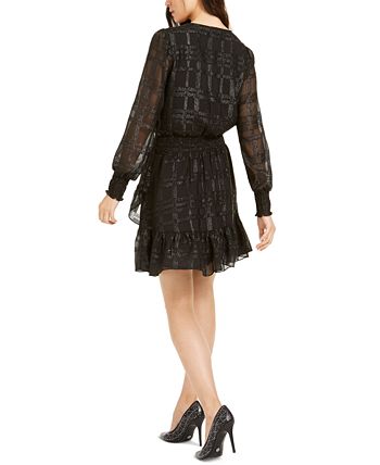 Michael kors shiny top plaid smocked dress
