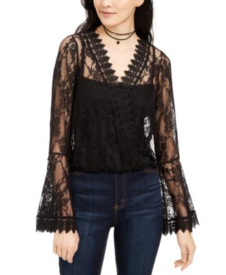 PROJECT 28 NYC - Juniors' Bell-Sleeve Lace Top