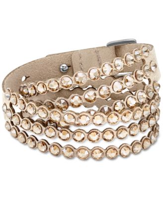 Swarovski - Silver-Tone Crystal & Fabric Wrap Bracelet