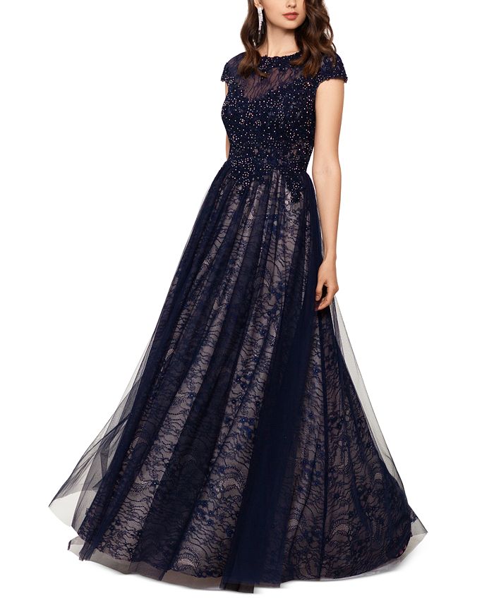 XSCAPE Embroidered Lace Ballgown - Macy's