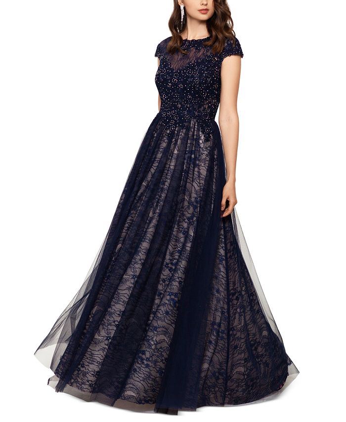 xscape embroidered lace ballgown