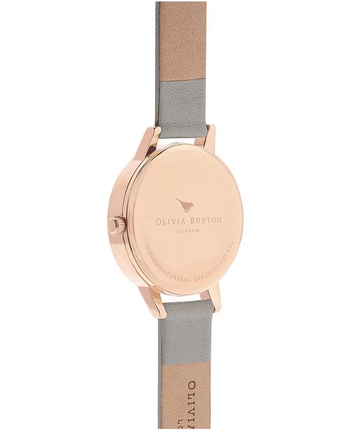 Olivia Burton Women S Gray Leather Strap Watch 30mm Reviews Watches Jewelry Watches Macy S
