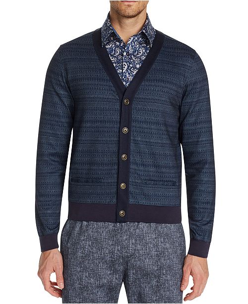 Tallia Men S Slim Fit Stretch Striped Cardigan Reviews Sweaters