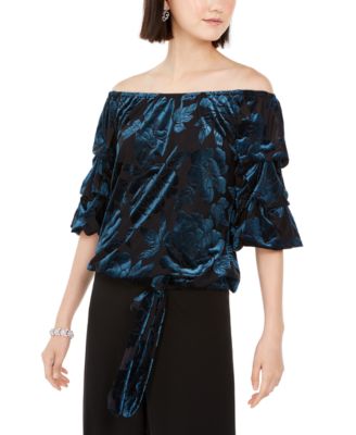 MSK - Off-The-Shoulder Burnout Velvet Top