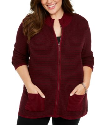 karen scott zip front sweater