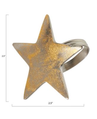 Dinner Napkin Ring with Texture Star Top, Set of 4