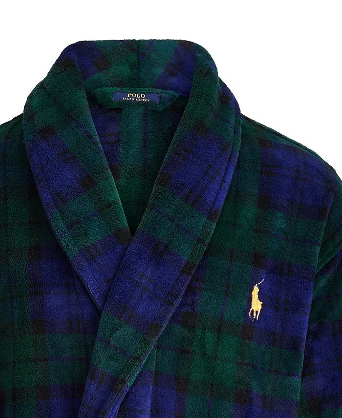 Men's Microfiber Plaid Shawl Collar Robe - thumbnail 4