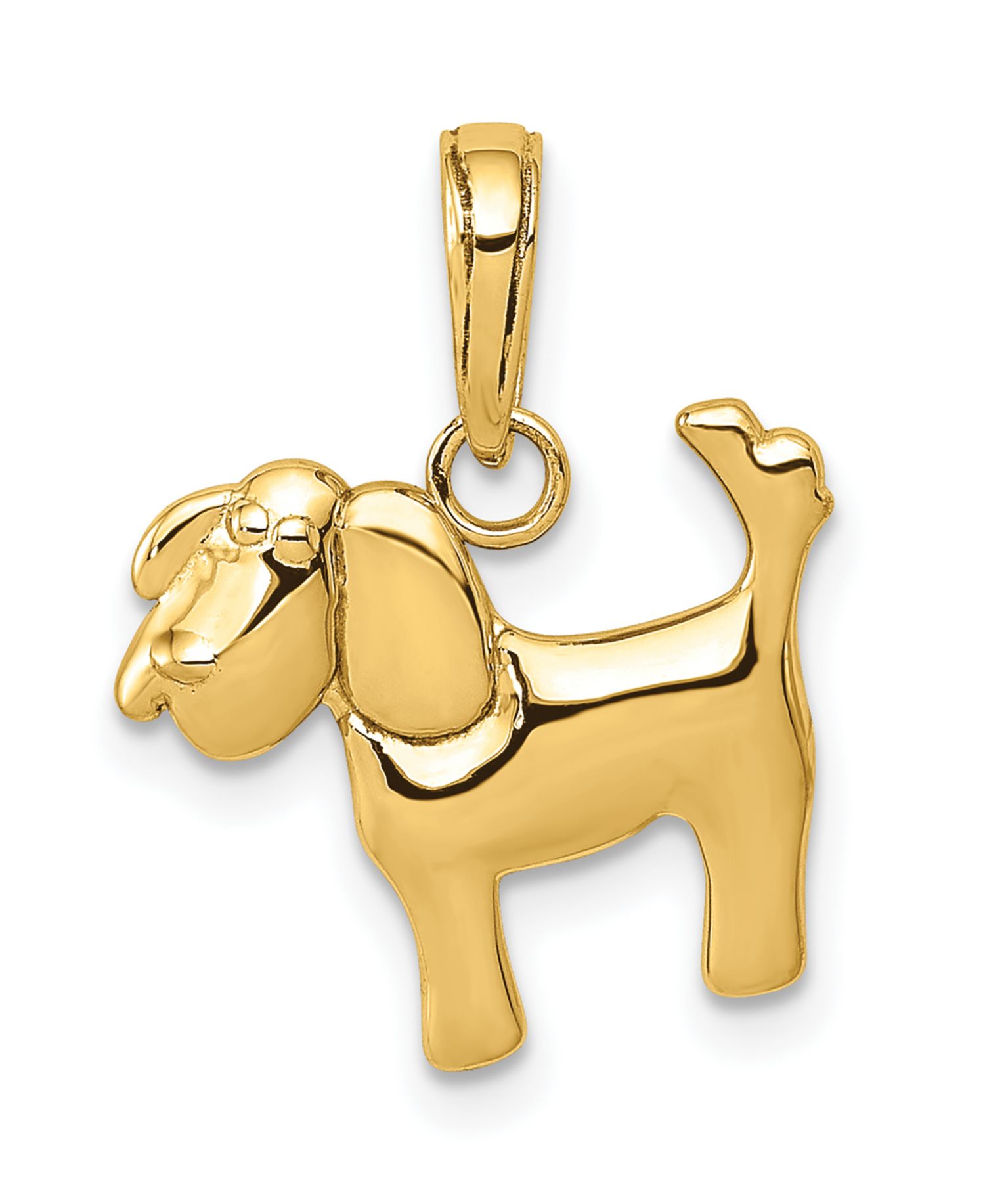 Polished Dog Charm in 14k Yellow Gold
