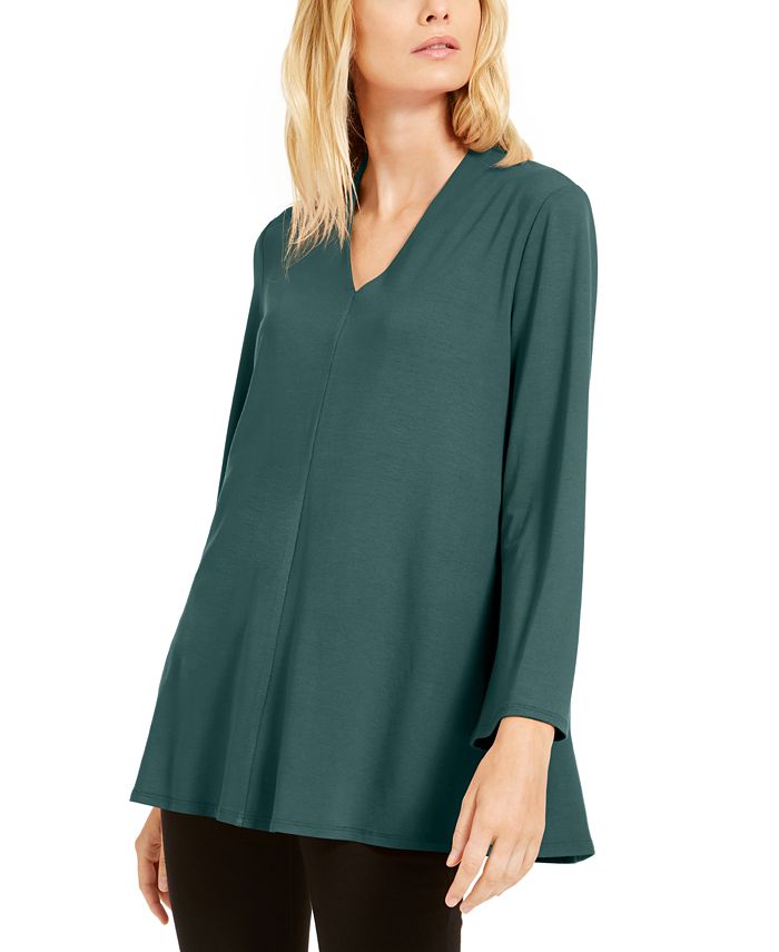 Eileen Fisher V-Neck Flared Top, Created for Macy's - Macy's